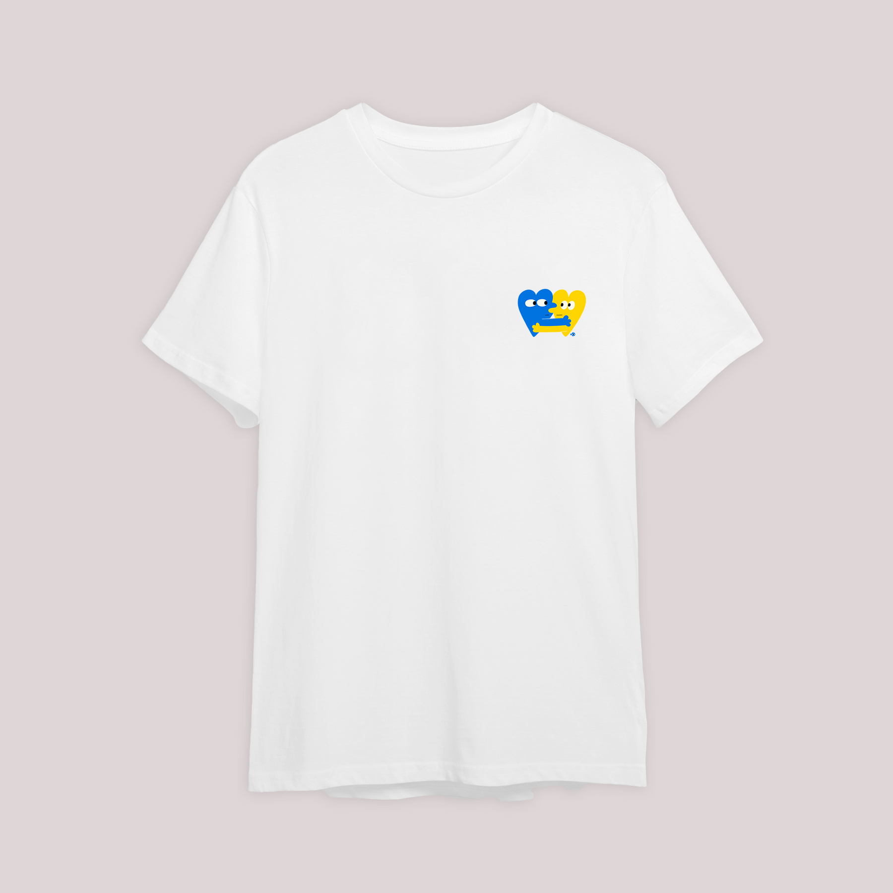 T-Shirt Hearts, S, White, Unisex